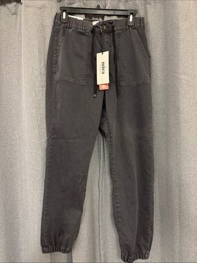Mica Los Angeles Drawstring High Rise Jogger Pants in Charcoal